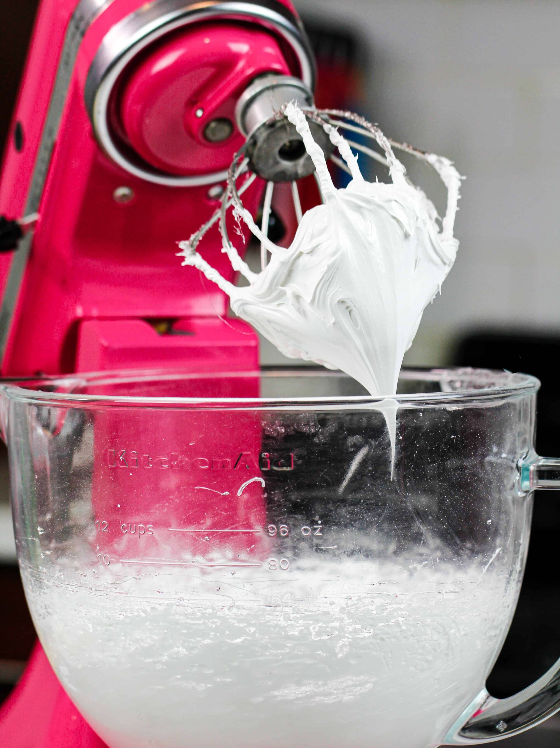 image of meringue made for a chocolate italian meringue buttercream frosting